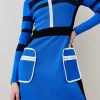 Flash Sale 😉 Karen Millen Sporty Ripple Stitch Colour Block Mini 👗 Dress 🤩 -Occasionwear Popular Store akk00260 cobalt xl