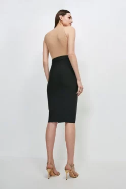 Best reviews of 🎉 Karen Millen Military Bandage Knitted Pencil Midi 👗 Skirt 🌟 -Occasionwear Popular Store akk00595 black xl 2