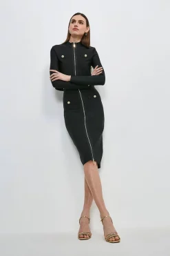 Best reviews of 🎉 Karen Millen Military Bandage Knitted Pencil Midi 👗 Skirt 🌟 -Occasionwear Popular Store akk00595 black xl 3