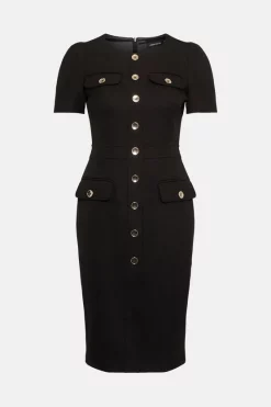 New ๐งจ Karen Millen Tailored Short Sleeve Utility Pencil Midi ๐ Dress โ 15 New ๐งจ Karen Millen Tailored Short Sleeve Utility Pencil Midi ๐ Dress โ -Occasionwear Popular Store akk00933 black xl 3