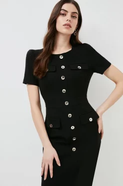 New ๐งจ Karen Millen Tailored Short Sleeve Utility Pencil Midi ๐ Dress โ 16 New ๐งจ Karen Millen Tailored Short Sleeve Utility Pencil Midi ๐ Dress โ -Occasionwear Popular Store akk00933 black xl 4