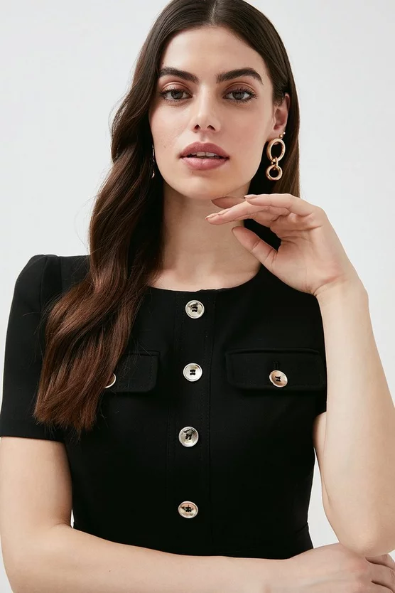 New ๐งจ Karen Millen Tailored Short Sleeve Utility Pencil Midi ๐ Dress โ 8 New ๐งจ Karen Millen Tailored Short Sleeve Utility Pencil Midi ๐ Dress โ - Image 6