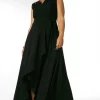 Outlet 🧨 Karen Millen Plus Size Compact Stretch Viscose Waterfall Maxi 👗 Dress ❤️ -Occasionwear Popular Store akk01214 black xl