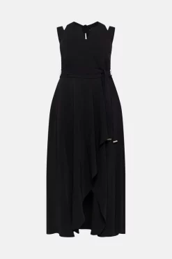 Outlet 🧨 Karen Millen Plus Size Compact Stretch Viscose Waterfall Maxi 👗 Dress ❤️ -Occasionwear Popular Store akk01214 black xl 5