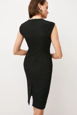Buy ⭐ Karen Millen Structured Crepe Envelope Neck Pencil Midi 👗 Dress ✨ -Occasionwear Popular Store akk01519 black xl 2