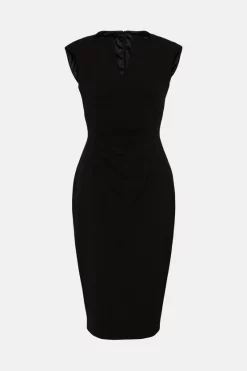 Buy ⭐ Karen Millen Structured Crepe Envelope Neck Pencil Midi 👗 Dress ✨ -Occasionwear Popular Store akk01519 black xl 3