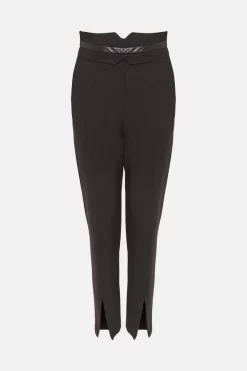 Best Pirce 🔥 Karen Millen Petite Compact High Waist Split Hem Trouser 👍 -Occasionwear Popular Store akk02958 black xl 3
