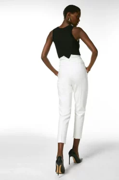 Top 10 🥰 Karen Millen Petite High Waist Band Detail Trouser - ivory 🥰 -Occasionwear Popular Store akk02964 ivory xl 2