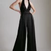Deals ❤️ Karen Millen Satin Back Crepe Halter Neck Jumpsuit ✔️ -Occasionwear Popular Store akk03050 black xl