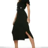 Brand new 😍 Karen Millen Belted Angel Short Sleeve Viscose Blend Jersey Midi 👗 Dress 🔥 -Occasionwear Popular Store akk03095 black xl
