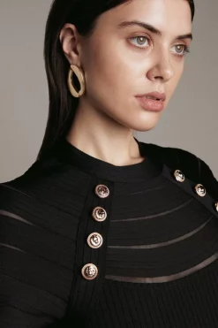 Brand new 😍 Karen Millen Military Trim Bandage 👗 Dress 🔔 -Occasionwear Popular Store akk03474 black xl 1