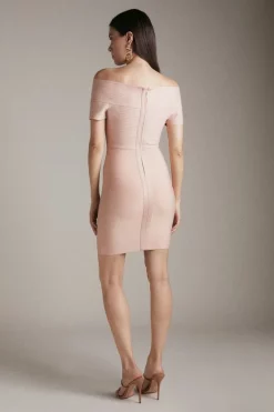 Best Sale 🎉 Karen Millen Knitted Bardot 👗 Dress Made With Recycled Yarn 👏 -Occasionwear Popular Store akk03475 blush xl 2