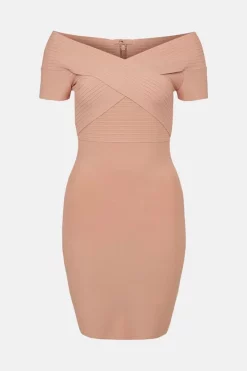 Best Sale 🎉 Karen Millen Knitted Bardot 👗 Dress Made With Recycled Yarn 👏 -Occasionwear Popular Store akk03475 blush xl 3