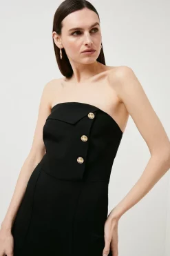 Hot Sale 🎉 Karen Millen Compact Stretch Viscose Bandeau Jumpsuit 🎉 -Occasionwear Popular Store akk03545 black xl 2