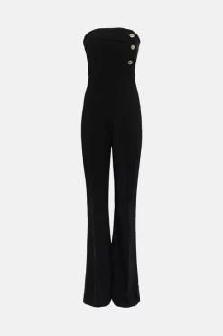 Hot Sale 🎉 Karen Millen Compact Stretch Viscose Bandeau Jumpsuit 🎉 -Occasionwear Popular Store akk03545 black xl 3