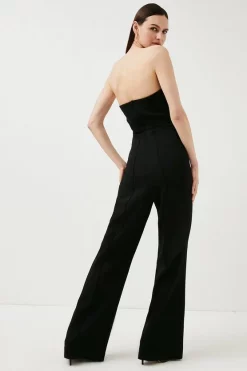 Hot Sale 🎉 Karen Millen Compact Stretch Viscose Bandeau Jumpsuit 🎉 -Occasionwear Popular Store akk03545 black xl 5