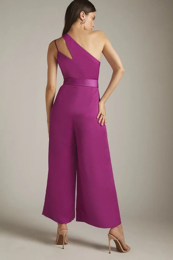 Promo โค๏ธ Karen Millen Satin Tailored One Shoulder Wide Jumpsuit ๐ 5 Promo โค๏ธ Karen Millen Satin Tailored One Shoulder Wide Jumpsuit ๐ - Image 3