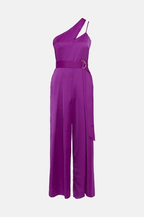 Promo โค๏ธ Karen Millen Satin Tailored One Shoulder Wide Jumpsuit ๐ 4 Promo โค๏ธ Karen Millen Satin Tailored One Shoulder Wide Jumpsuit ๐ - Image 2