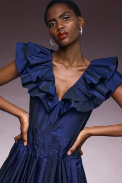 New ๐ฏ Karen Millen Taffeta Frill Pintucked Mini ๐ Dress ๐ฏ 10 New ๐ฏ Karen Millen Taffeta Frill Pintucked Mini ๐ Dress ๐ฏ -Occasionwear Popular Store akk03763 navy xl 2