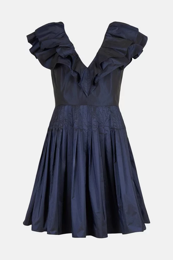New ๐ฏ Karen Millen Taffeta Frill Pintucked Mini ๐ Dress ๐ฏ 7 New ๐ฏ Karen Millen Taffeta Frill Pintucked Mini ๐ Dress ๐ฏ - Image 5
