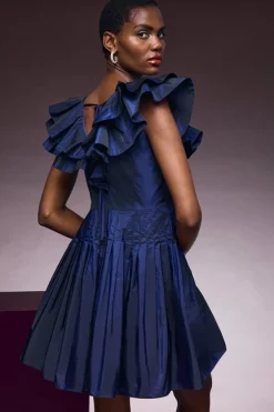 New ๐ฏ Karen Millen Taffeta Frill Pintucked Mini ๐ Dress ๐ฏ 12 New ๐ฏ Karen Millen Taffeta Frill Pintucked Mini ๐ Dress ๐ฏ -Occasionwear Popular Store akk03763 navy xl 4