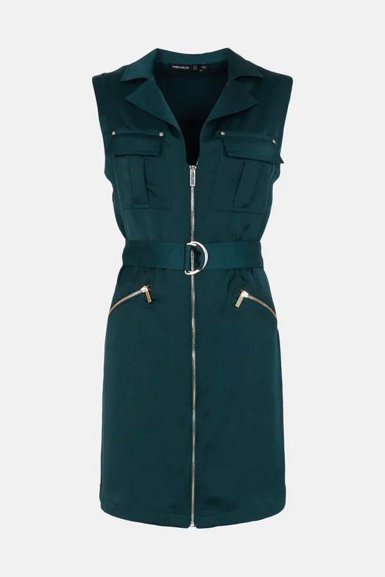 Cheapest ๐งจ Karen Millen Satin Tailored Utility Sleeveless Mini ๐ Dress ๐คฉ 6 Cheapest ๐งจ Karen Millen Satin Tailored Utility Sleeveless Mini ๐ Dress ๐คฉ - Image 4