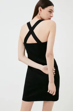 Best reviews of 🛒 Karen Millen Italian Structured Jersey Strap Detail Mini 👗 Dress 🔔 -Occasionwear Popular Store akk04186 black xl 2