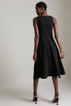 Cheap ✔️ Karen Millen Soft Tailored Cross Neck Midi 👗 Dress 👍 -Occasionwear Popular Store akk04252 black xl 2