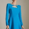 Best Pirce 🛒 Karen Millen Petite Embellished Cut Out Skater 👗 Dress - blue 🔔 -Occasionwear Popular Store akk05211 blue xl