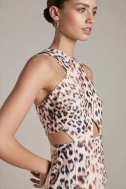 Promo 🔔 Karen Millen Petite Figure Form Leopard Cross Woven 👗 Dress ✔️ -Occasionwear Popular Store akk05218 leopard xl 1