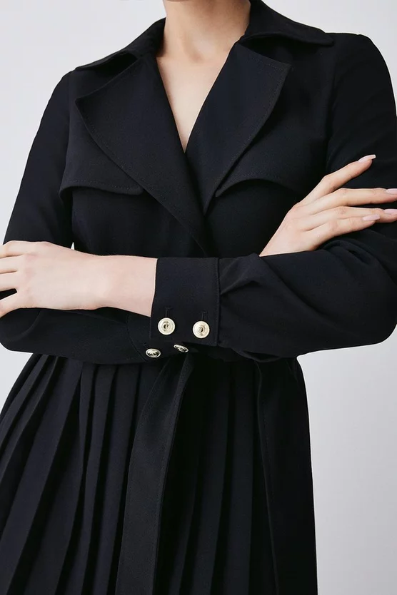 Hot Sale 🌟 Karen Millen Long Sleeve Woven Pleated Midi Trench 👗 Dress 😍 4 Hot Sale 🌟 Karen Millen Long Sleeve Woven Pleated Midi Trench 👗 Dress 😍 - Image 2