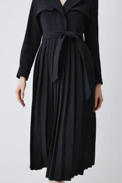 Hot Sale 🌟 Karen Millen Long Sleeve Woven Pleated Midi Trench 👗 Dress 😍 12 Hot Sale 🌟 Karen Millen Long Sleeve Woven Pleated Midi Trench 👗 Dress 😍 -Occasionwear Popular Store akk05462 black xl 2