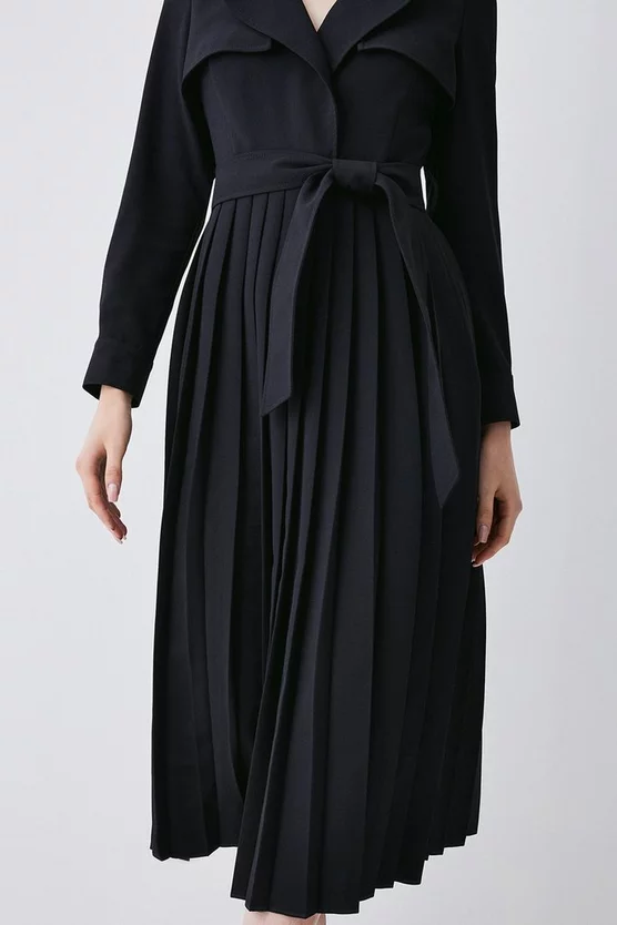 Hot Sale 🌟 Karen Millen Long Sleeve Woven Pleated Midi Trench 👗 Dress 😍 5 Hot Sale 🌟 Karen Millen Long Sleeve Woven Pleated Midi Trench 👗 Dress 😍 - Image 3