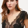 Hot Sale 👏 Karen Millen Lace V Neck Jersey Bodysuit ✔️