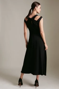 Promo 🎉 Karen Millen Petite Soft Tailored Waterfall Maxi 👗 Dress ✨ -Occasionwear Popular Store akk05630 black xl 2