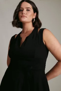 Flash Sale 🔥 Karen Millen Plus Size Soft Tailored Waterfall Maxi 👗 Dress 🛒 -Occasionwear Popular Store akk05657 black xl 1