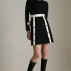 Best Pirce 🧨 Karen Millen Snaffle Trim Colour Block Ponte Funnel Neck Skater 👗 Dress 🌟 -Occasionwear Popular Store akk05701 black xl