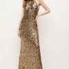 Best reviews of 🔔 Karen Millen Sequinned Halter Maxi 👗 Dress - gold 😀 -Occasionwear Popular Store akk05955 gold xl