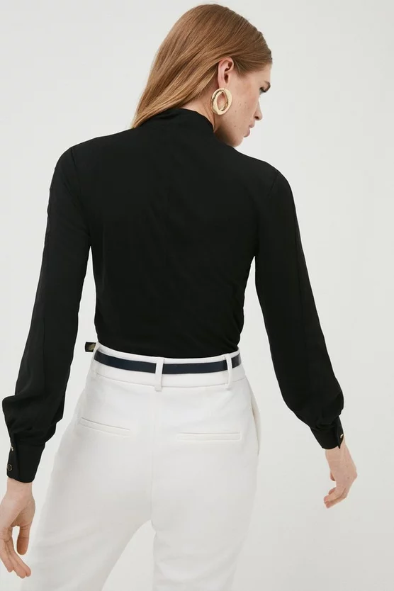 Cheap ๐ Karen Millen High Neck Pussy Bow Detail Jersey Top โค๏ธ 5 Cheap ๐ Karen Millen High Neck Pussy Bow Detail Jersey Top โค๏ธ - Image 3