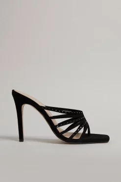Outlet 🎁 Karen Millen Crystal Embellished Strappy Suede Mule ❤️ -Occasionwear Popular Store akk06135 black xl 3