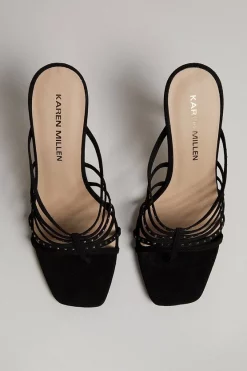 Outlet 🎁 Karen Millen Crystal Embellished Strappy Suede Mule ❤️ -Occasionwear Popular Store akk06135 black xl 6