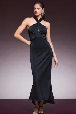 Best deal 🥰 Karen Millen Halter Neck Sparkle Jersey Maxi 👗 Dress ✔️