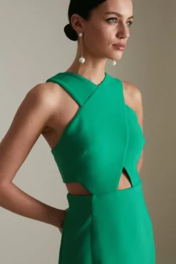 New 💯 Karen Millen Petite Figure Form Crepe Cross Front Mini - emerald 🤩 -Occasionwear Popular Store akk06365 emerald xl 1