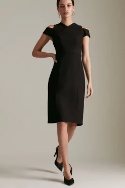 Flash Sale 🤩 Karen Millen Petite Cut Out Figure Form Crepe 👗 Dress 🌟