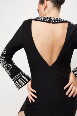Outlet π Karen Millen Embellished Detail Figure Form Crepe Midaxi π Dress π 15 Outlet π Karen Millen Embellished Detail Figure Form Crepe Midaxi π Dress π -Occasionwear Popular Store akk06478 black xl 2