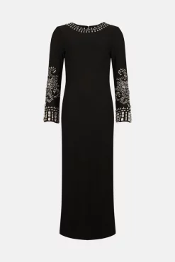 Outlet π Karen Millen Embellished Detail Figure Form Crepe Midaxi π Dress π 16 Outlet π Karen Millen Embellished Detail Figure Form Crepe Midaxi π Dress π -Occasionwear Popular Store akk06478 black xl 3