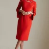 Best reviews of ✨ Karen Millen Petite Viscose Stud Sleeve Pencil Midi 👗 Dress - red 👍 -Occasionwear Popular Store akk06512 red xl