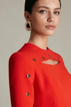 Best reviews of ✨ Karen Millen Petite Viscose Stud Sleeve Pencil Midi 👗 Dress - red 👍 -Occasionwear Popular Store akk06512 red xl 1