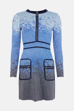 Discount 🔔 Karen Millen Ombre Sparkle Knitted A Line 👗 Dress ⭐ -Occasionwear Popular Store akk06551 blue xl 3