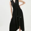 Discount 🔥 Karen Millen Satin Waterfall Maxi 👗 Dress 🌟 -Occasionwear Popular Store akk06622 black xl